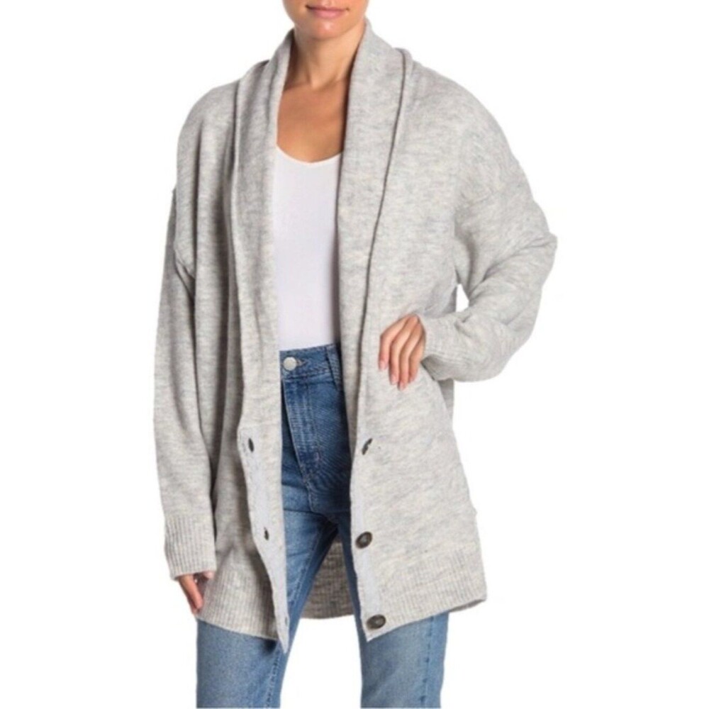 Free People Eucalyptus Wool Blend Grey Cardigan Sweater Size XS